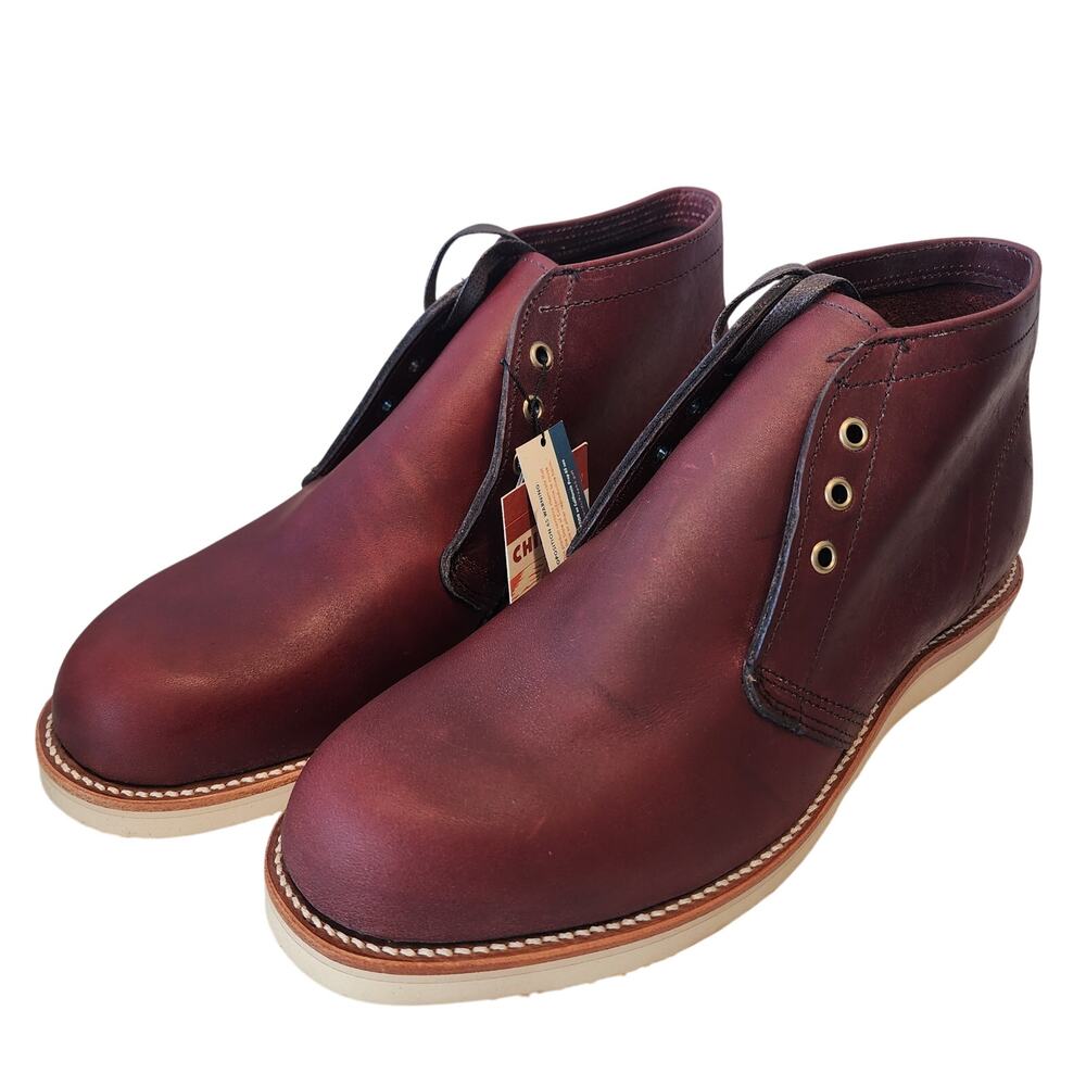 Chippewa Chukka Boots 4025BUR Burgundy Chrome pack Leather Men 12E